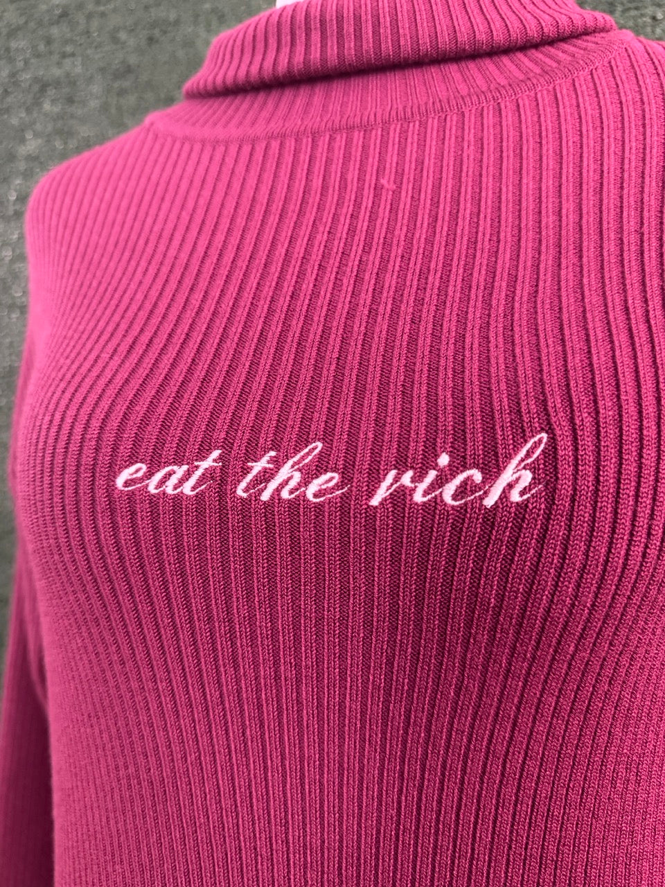 Eat the Rich Maroon Stretch Fit Turtleneck Long Sleeve 3XL