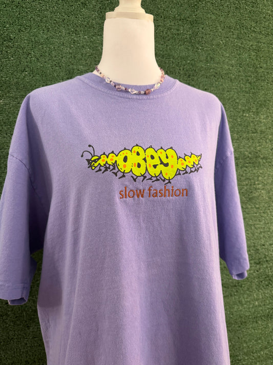 Slow Fashion Caterpillar Purple Tee L