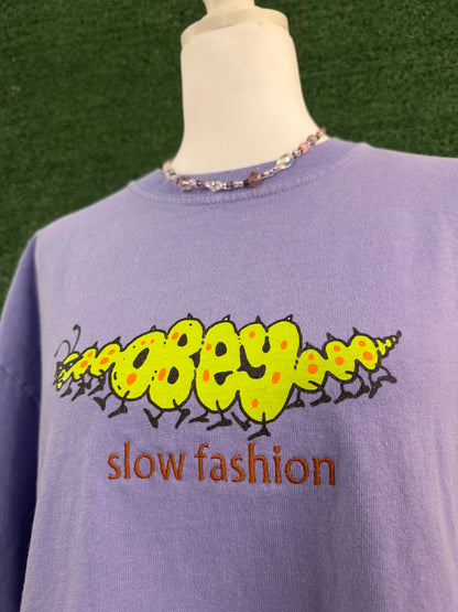 Slow Fashion Caterpillar Purple Tee L