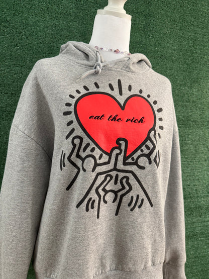 Eat The Rich Keith Haring Grey Hoodie M