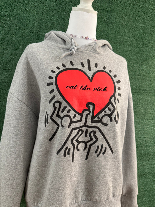Eat The Rich Keith Haring Grey Hoodie M