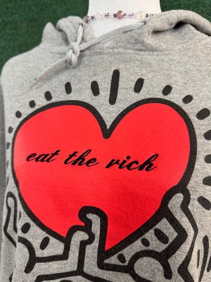 Eat The Rich Keith Haring Grey Hoodie M