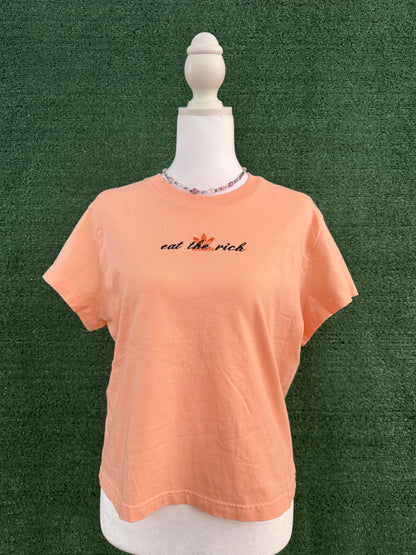 Eat the Rich Adidas Salmon Cropped Baby Tee XL