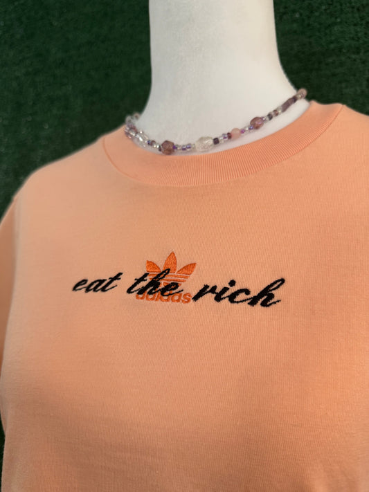 Eat the Rich Adidas Salmon Cropped Baby Tee XL