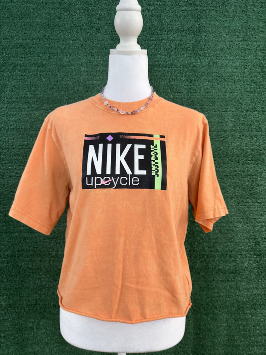 Nike Upcycle Orange Jersey Cropped Tee XS