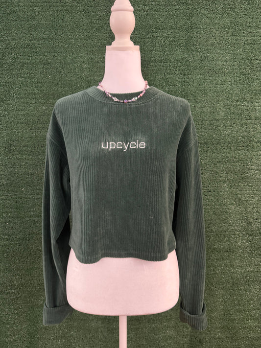 Upcycle Ribbed Green Cropped Long Sleeve M