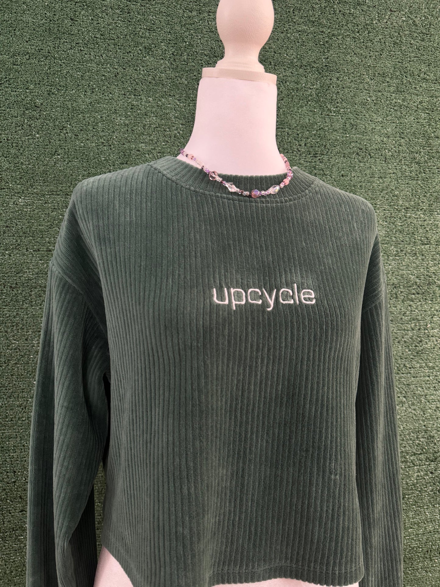 Upcycle Ribbed Green Cropped Long Sleeve M