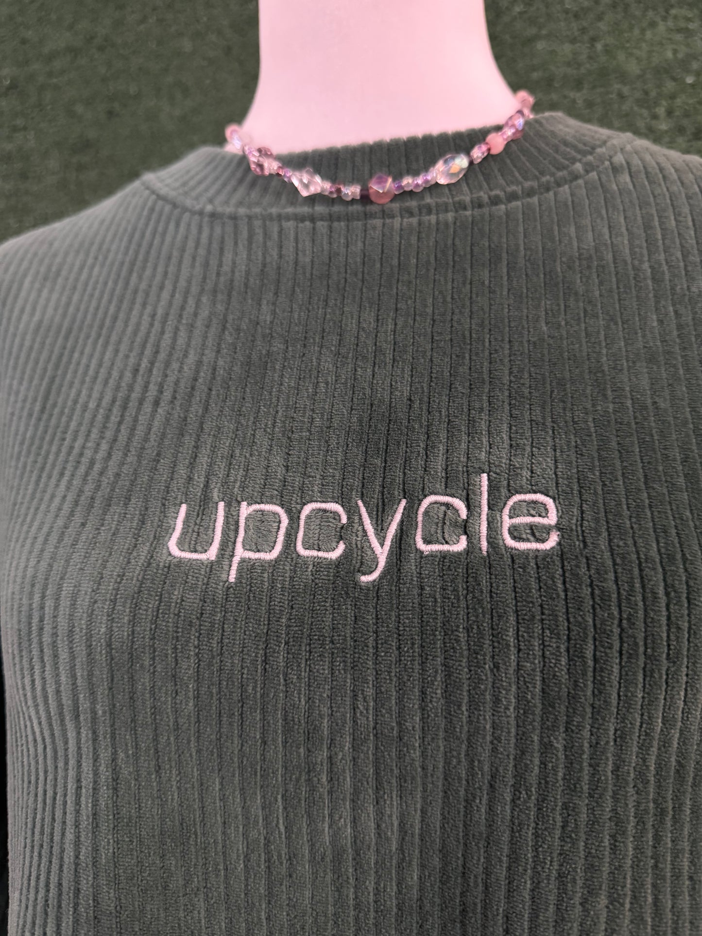 Upcycle Ribbed Green Cropped Long Sleeve M
