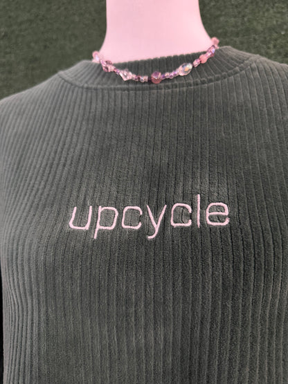 Upcycle Ribbed Green Cropped Long Sleeve M