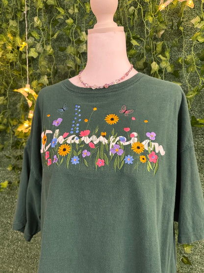 Spring Flowers Cover-up Green Tee 2XL