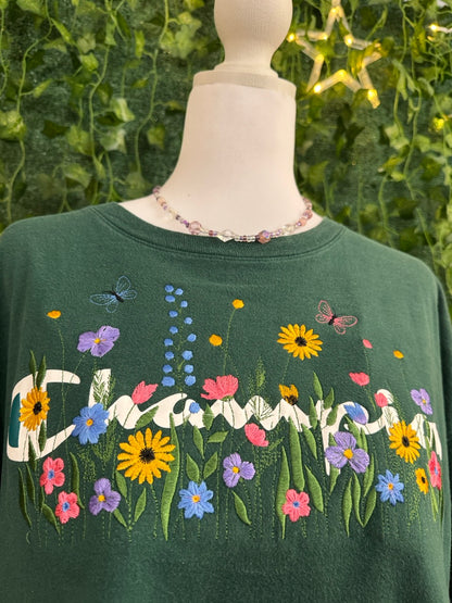 Spring Flowers Cover-up Green Tee 2XL