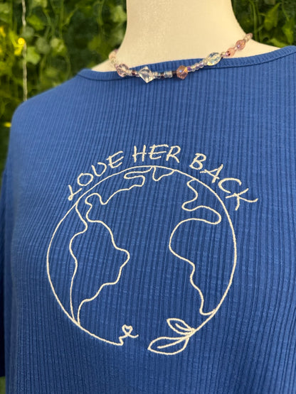 Love Her Back Blue Tee 3XL