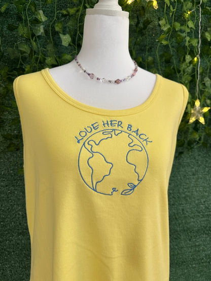 Love Her Back Yellow Tank 2XL