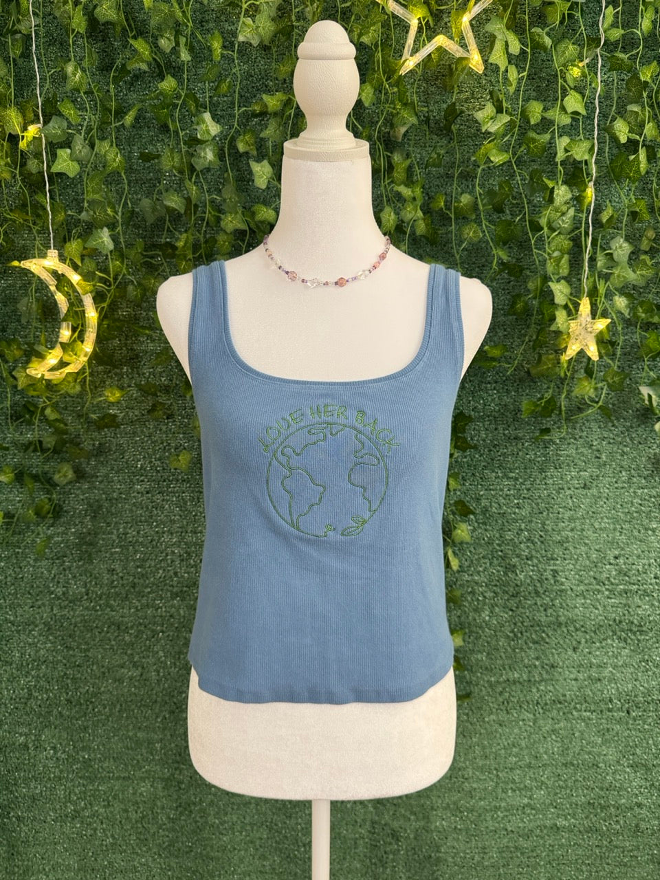 Love Her Back Blue Cropped Tank Top XL