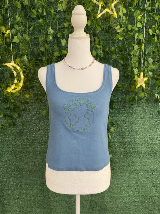 Love Her Back Blue Cropped Tank Top XL