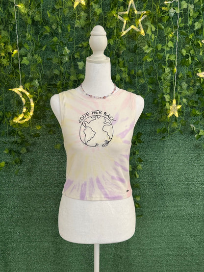 Love Her Back Tie Dye Cropped Tank Top M