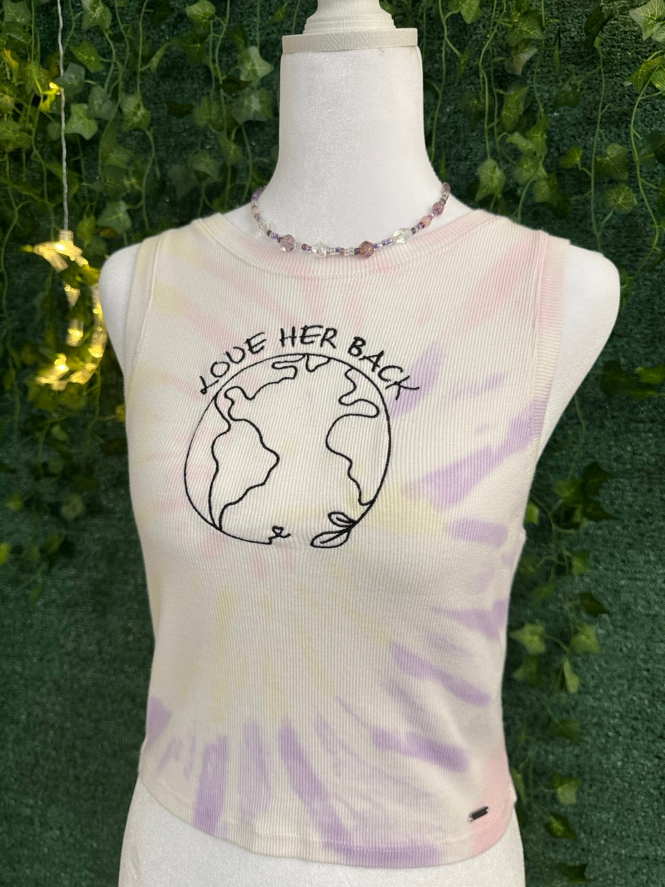 Love Her Back Tie Dye Cropped Tank Top M