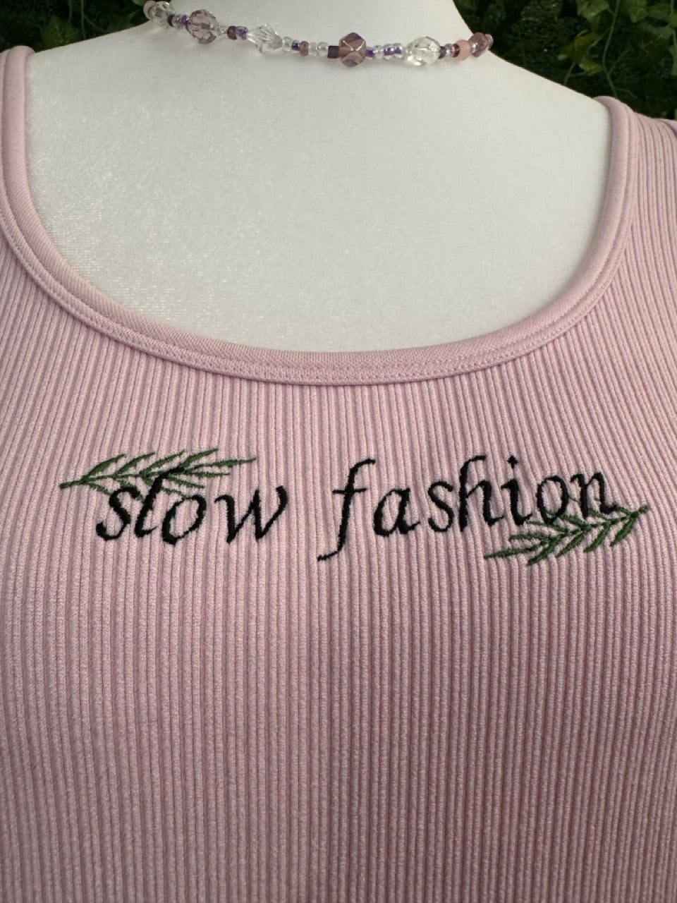 Slow Fashion Pink Ribbed Cropped Tank Top 2XL