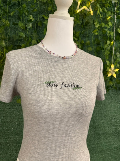 Slow Fashion Grey Baby Tee L