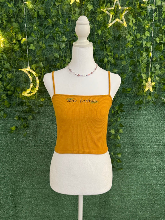 Slow Fashion Mustard Yellow Cropped Tank Top S