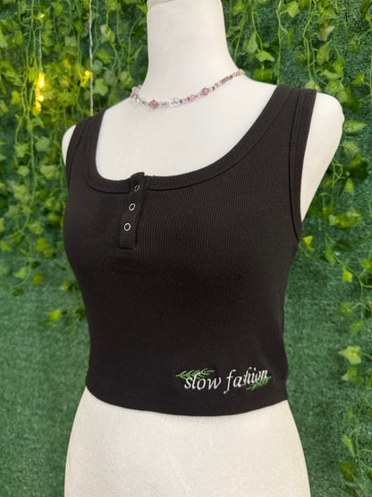 Slow Fashion Black Cropped Tank Top XS