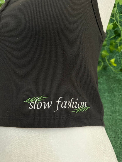 Slow Fashion Black Cropped Tank Top XS