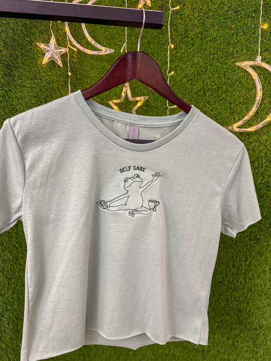 Self Care Frog Green Crop Top S