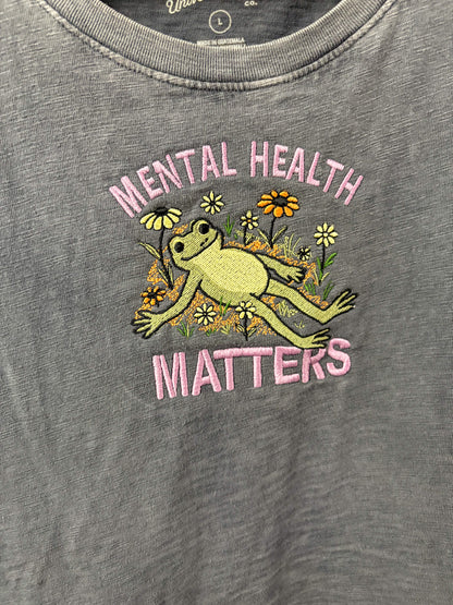 Mental Health Matters Frog Grey T-Shirt Dress L