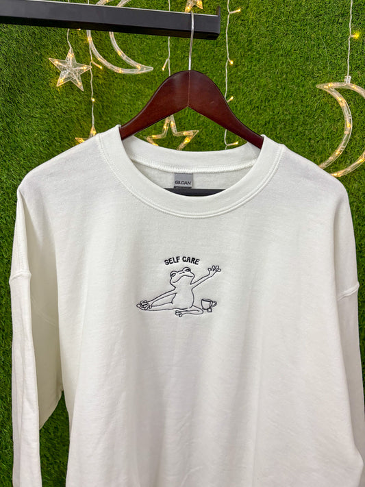 Self Care Frog White Crewneck XL