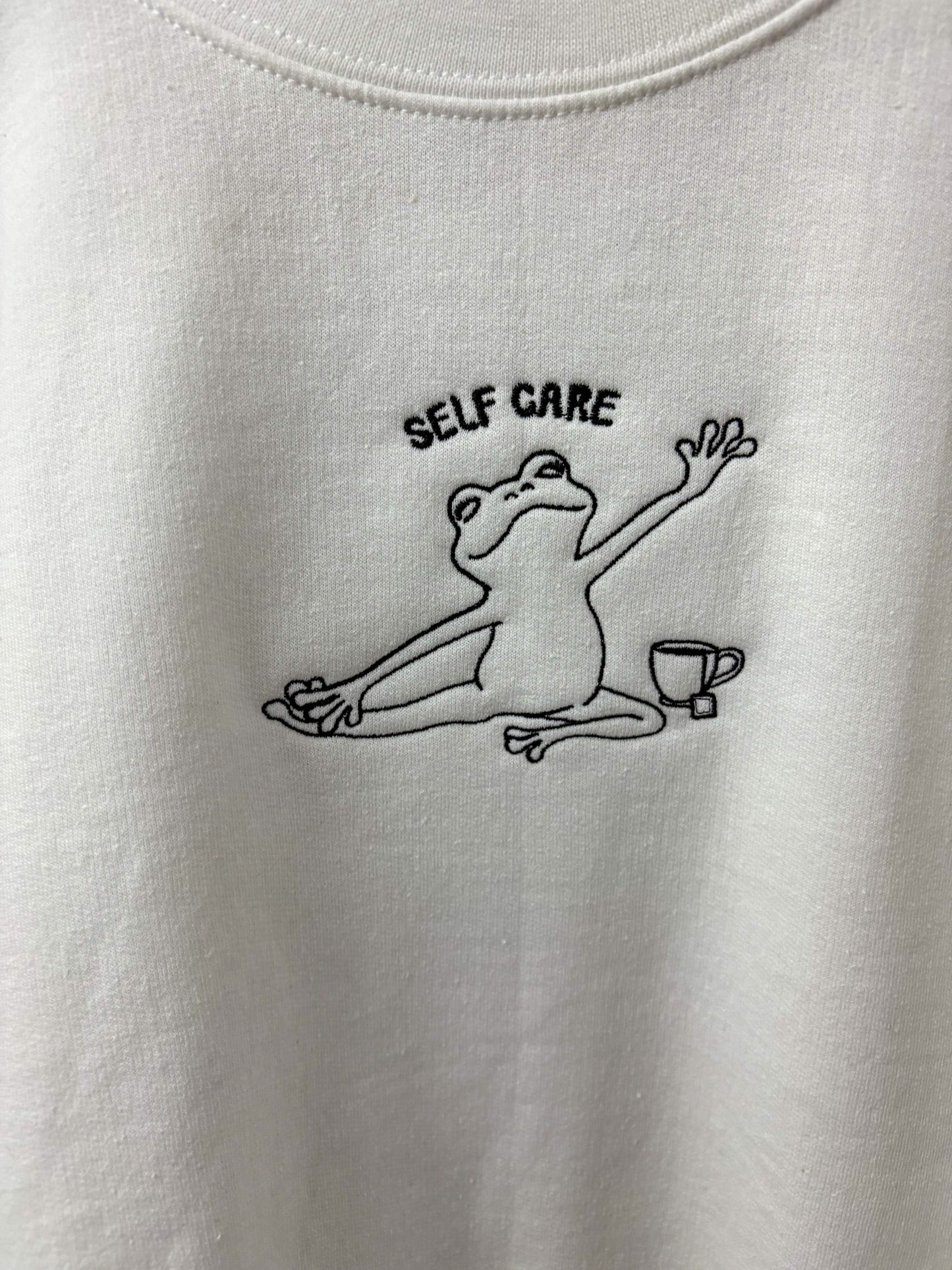 Self Care Frog White Crewneck XL