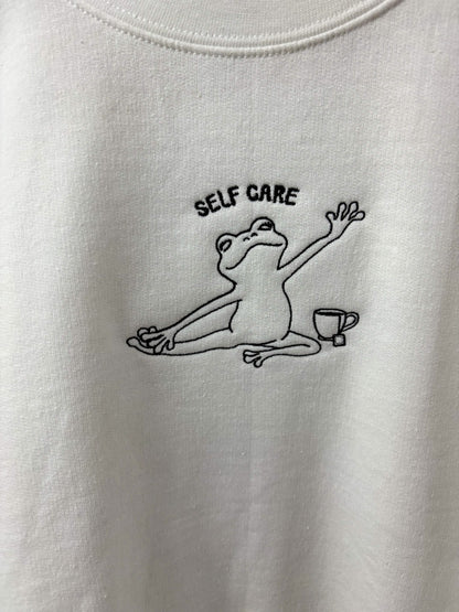 Self Care Frog White Crewneck XL