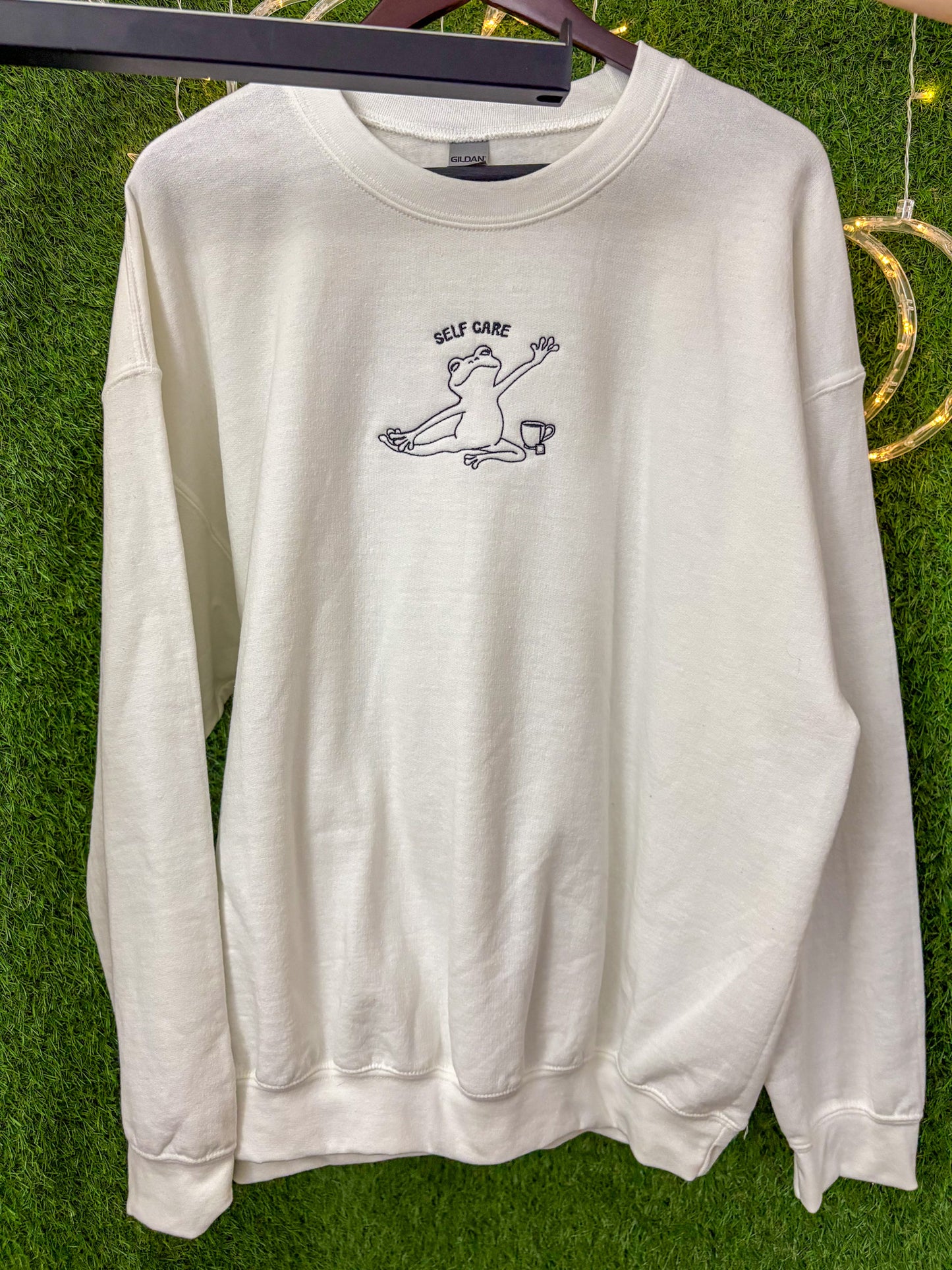 Self Care Frog White Crewneck XL