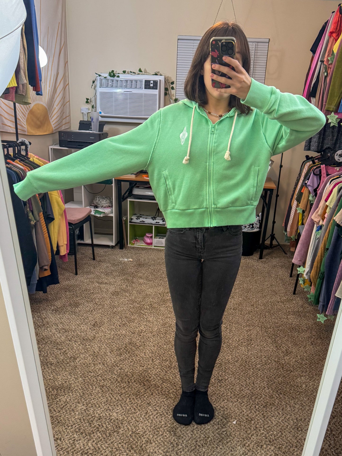 Vulva Aqua Cropped Zip Up Hoodie XL