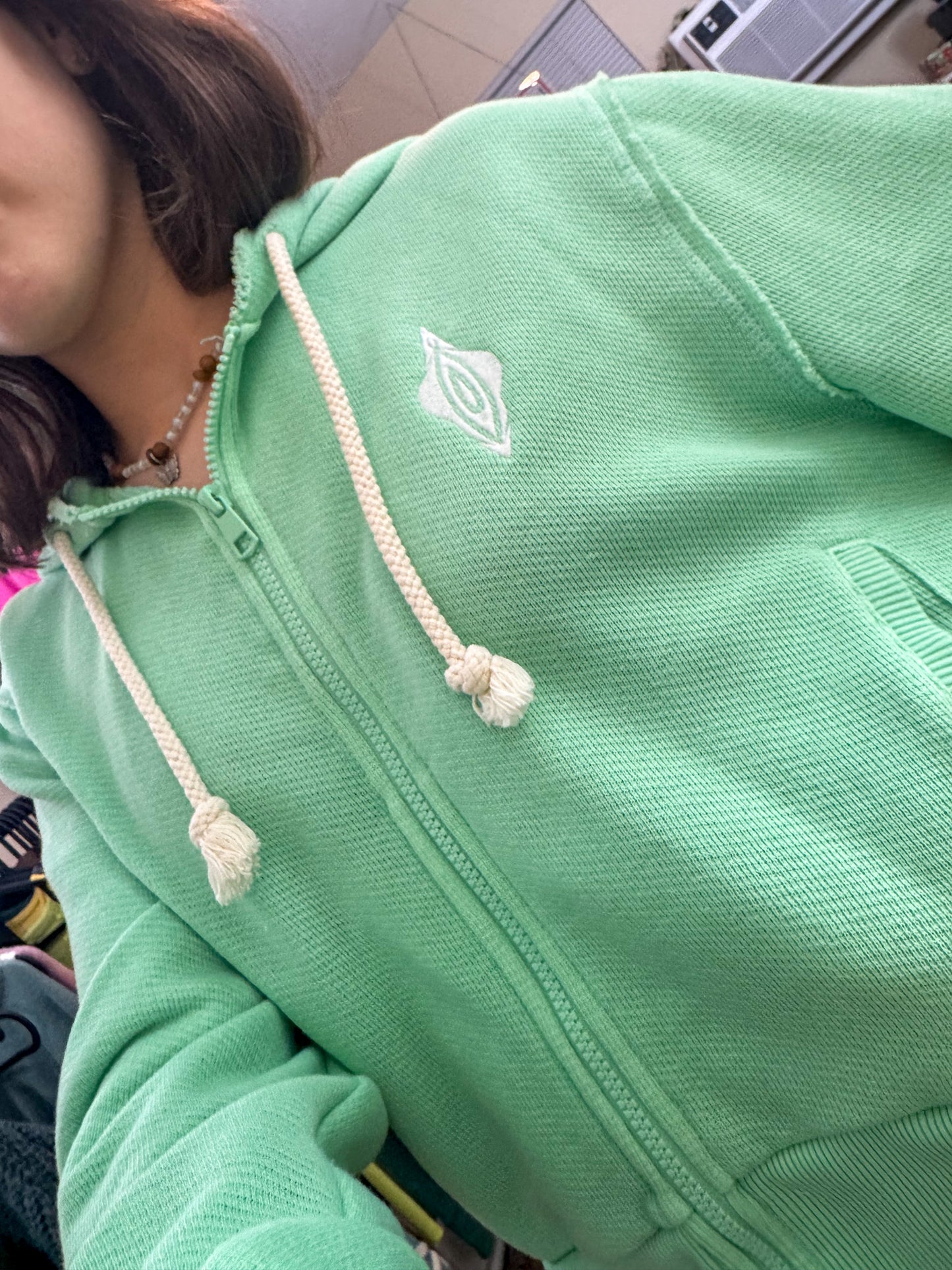 Vulva Aqua Cropped Zip Up Hoodie XL
