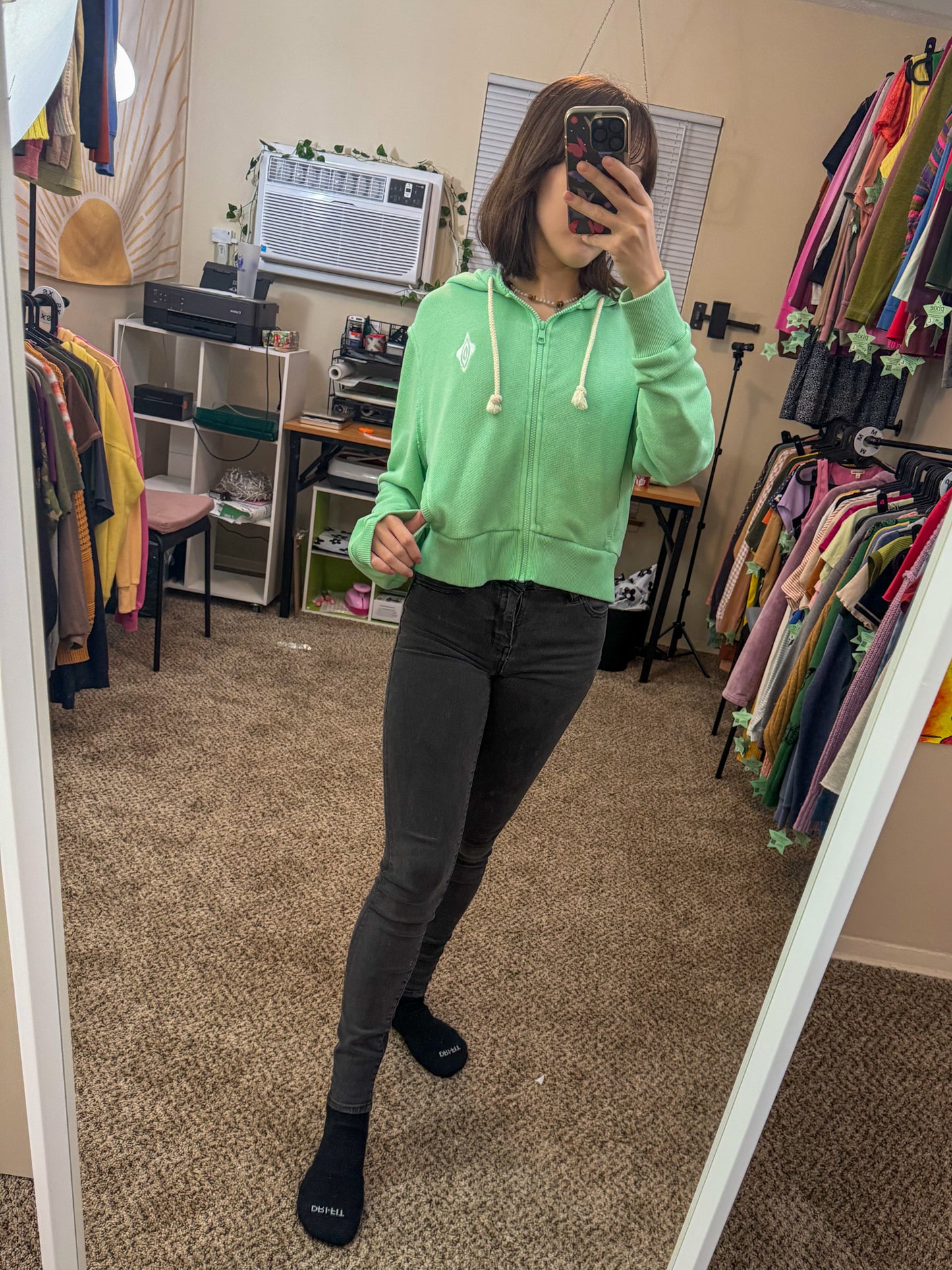 Vulva Aqua Cropped Zip Up Hoodie XL