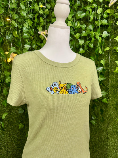 Pokemon Pals Green Waffle Tee XL