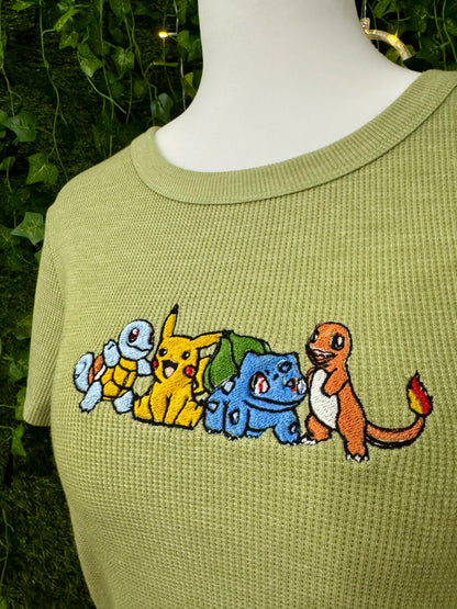 Pokemon Pals Green Waffle Tee XL
