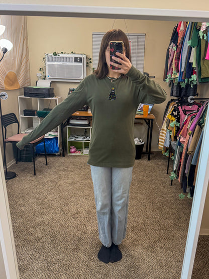 Grumpy Kitty Green Long Sleeve XS