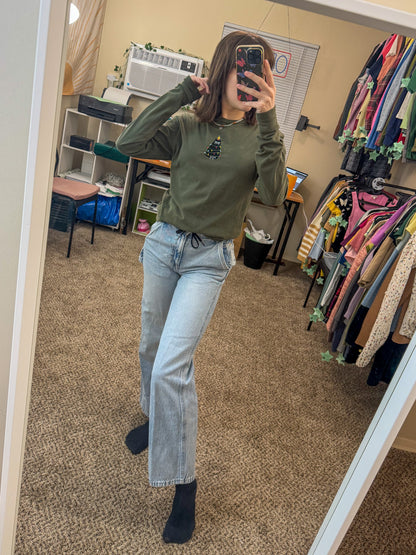 Grumpy Kitty Green Long Sleeve XS
