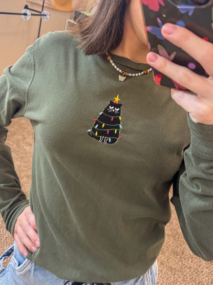 Grumpy Kitty Green Long Sleeve XS