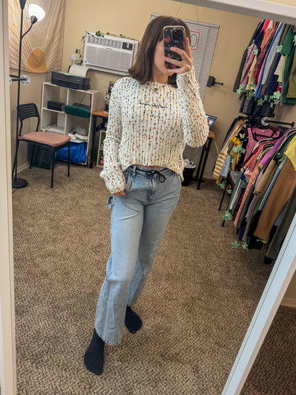Eat The Rich Confetti Cropped Sweater XS