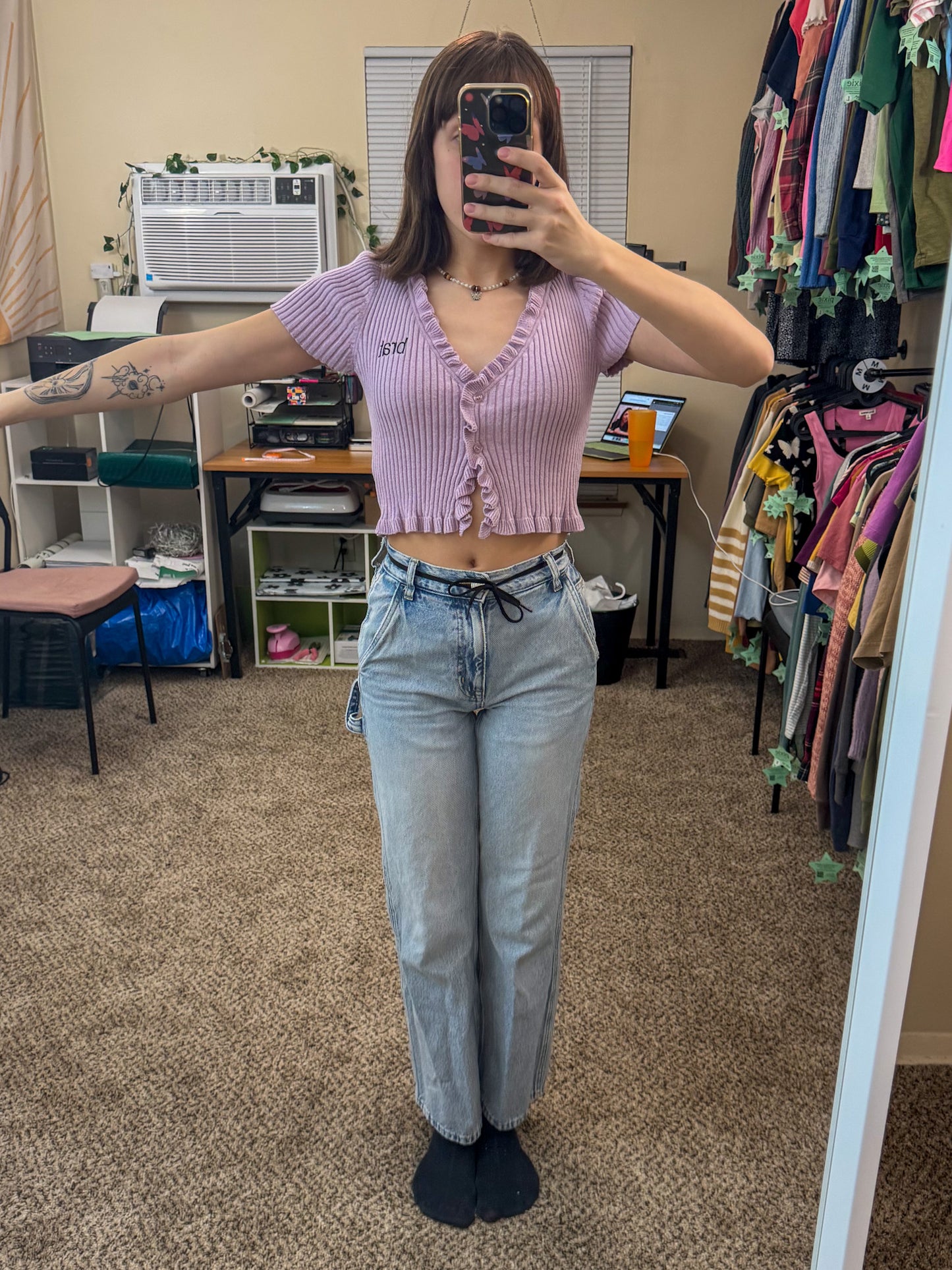 Brat Button Up Baby Tee XS