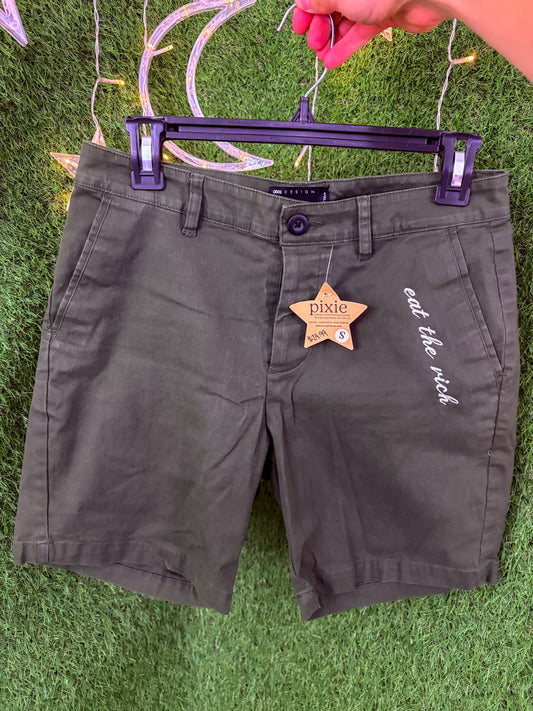 Eat the Rich Military Green Shorts S