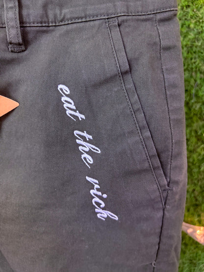Eat the Rich Military Green Shorts S