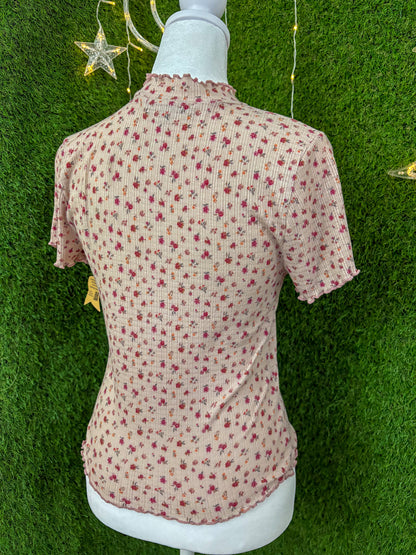 Take Care of Yourself Floral Ribbed Top S