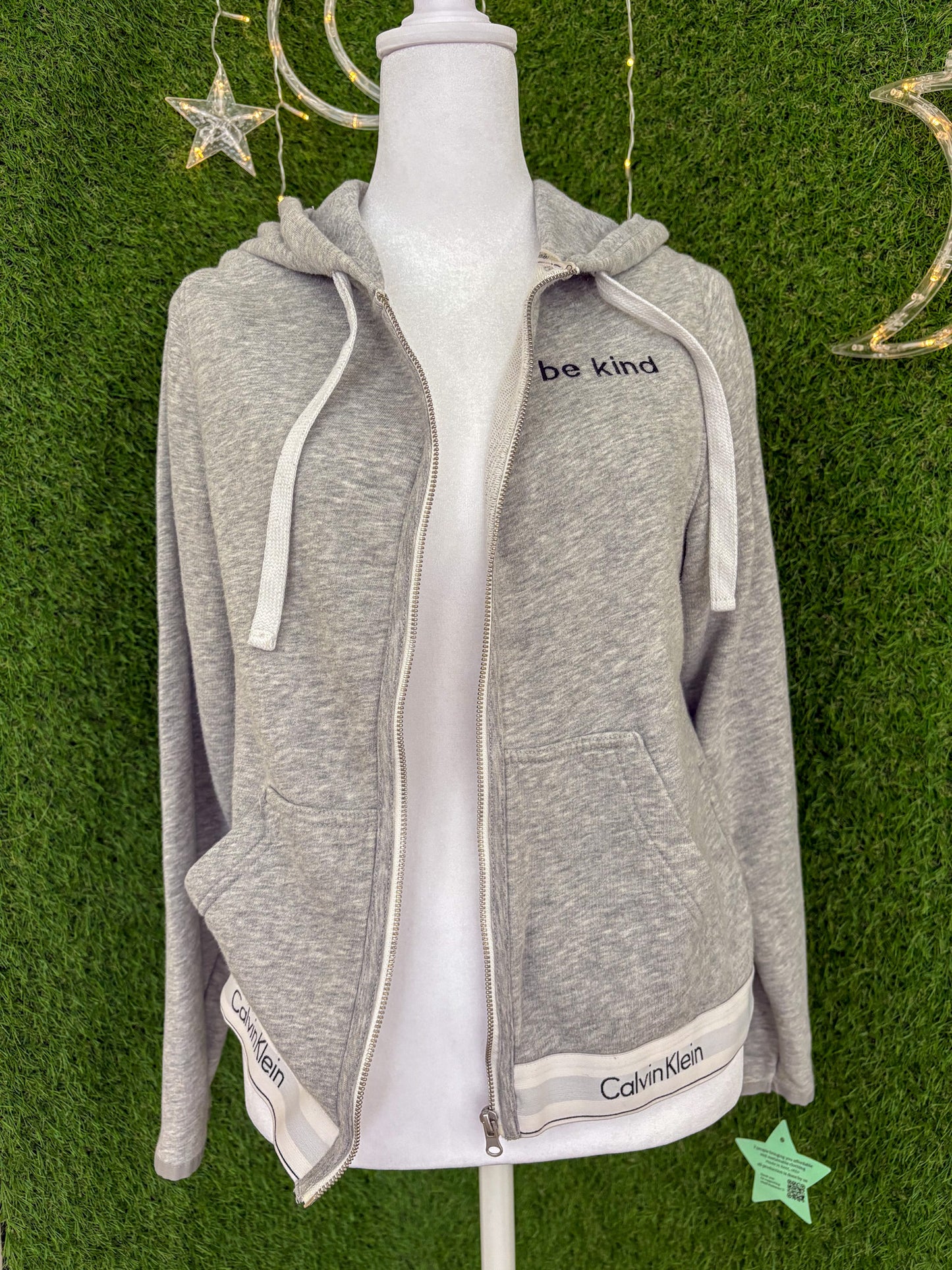 Be Kind Grey Zip Up Cropped Hoodie M