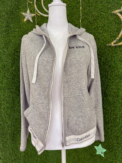 Be Kind Grey Zip Up Cropped Hoodie M