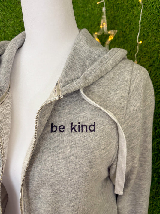 Be Kind Grey Zip Up Cropped Hoodie M