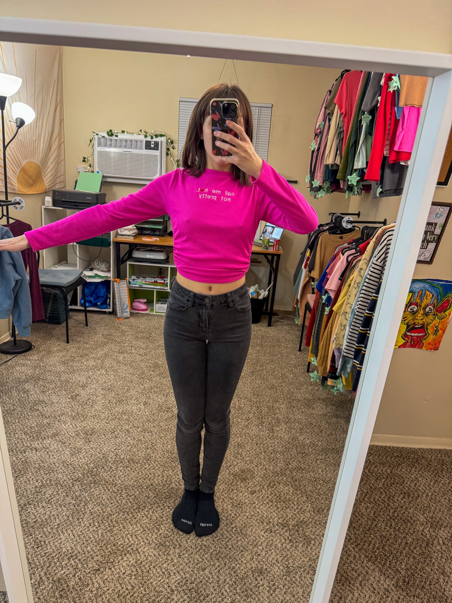 Call Me Hot Open Back Cropped Long Sleeve L
