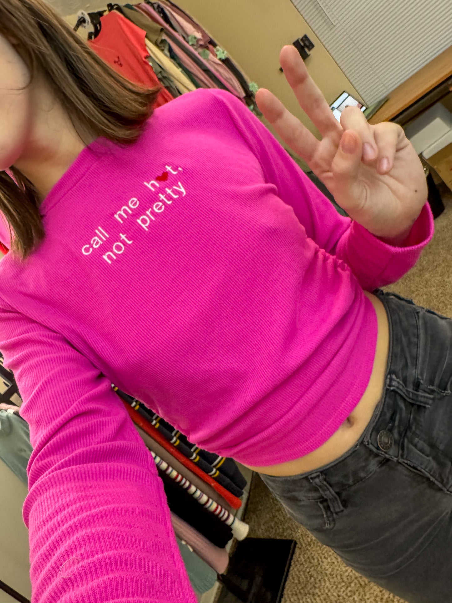 Call Me Hot Open Back Cropped Long Sleeve L